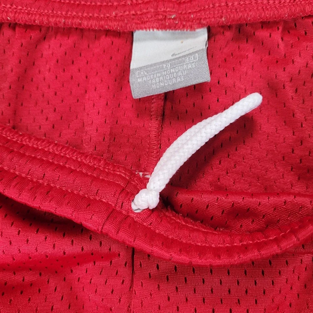 Nike Mens Y2K‎ XL Red Mesh Athletic Gym Training Shorts Elastic Waist Drawstring